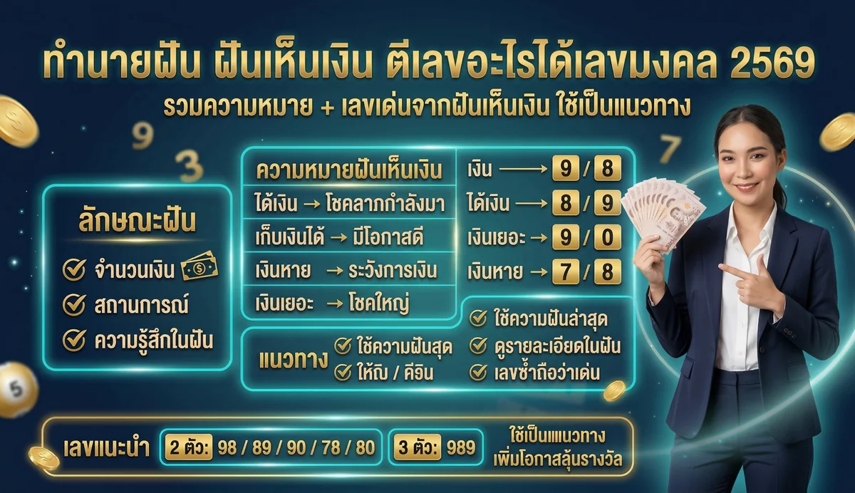 ทำนายฝัน ฝันเห็นเงิน ตีเลขอะไรได้เลขมงคล 2569